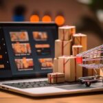 E-ticaret satış artırma yöntemleri - alışveriş sepeti ve paketli ürünler ile online satış konsepti