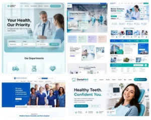 Sağlık kuruluşları, hastaneler ve klinikler için modern kurumsal web sitesi tasarımı